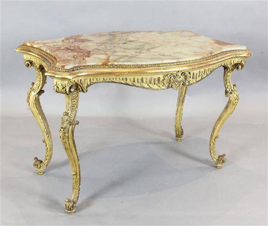 A 19th century Continental giltwood centre table, W.3ft 8in. D.2ft 5in. H.2ft 5in.